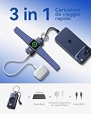 INIU Power Bank 5000 mAh 20 W PD Powerbank z wbudowanym kablem USB C, przenośna ładowarka do Apple Watch, cienka bateria podróżna z breloczkiem, Powerbank do iPhone'a 16 15, Samsung, Xiaomi