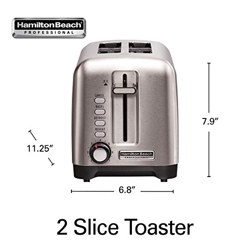 Hamilton Beach Professional Professional 2 Slice Toaster, With Bagel, Defrost & Reheat Settings, Stainless Steel (22990) #TOP6
