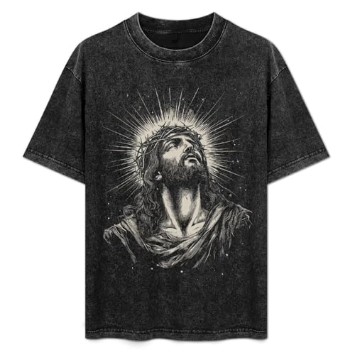 Novelty Cross Graphic Black Tshirt for Men 100% Cotton Loose Fit Outdoor Breathable Quick Dry Short Sleeve Casual Streetwear4