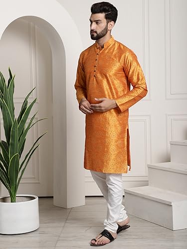 Image of Sojanya (Since 1958 Men'S Silk Blend Kurta Pyjama & Nehru Jacket Combo