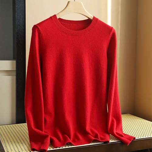 Image of 100% Pure Cashmere Crewneck Sweater for Women Long Sleeve Warm Soft Lightweight Knit Pullover
