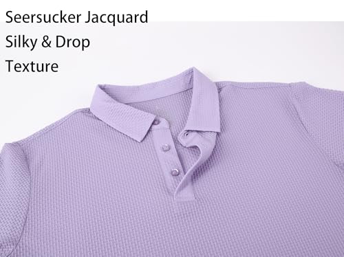 Alex Vando Mens Bubble Jacquard Polo Shirt Super Stretch Short Sleeve Polo Shirts for Men