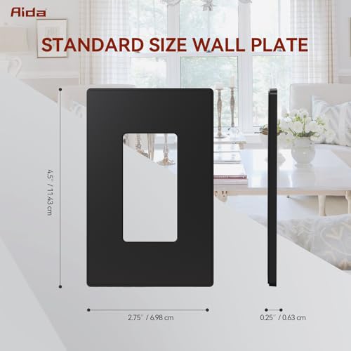 Plaque murale sans vis noire pour cacher les fixations d'interrupteur - 4