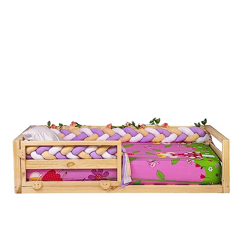 Titulo: Children’s bed, 100% resistant wood, handmade in the USA, removable railing Transitional bed HR (Small)