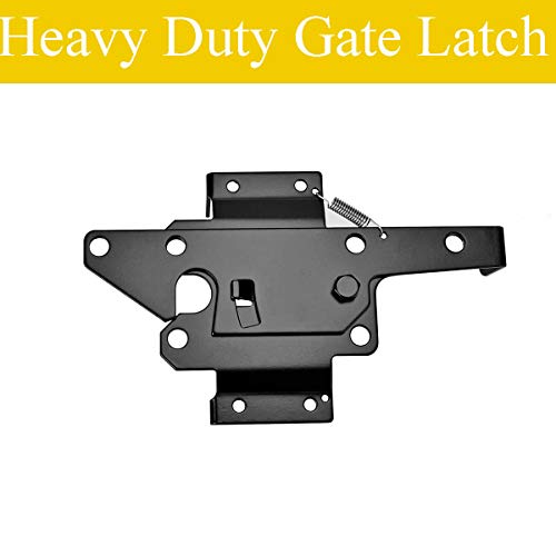 Self-Locking Gate Latch - Post Mount Automatic Gravity Lever Wood Fence Gate Latches With Fasteners/Black Finish Steel Gate Latch To Secure Pool #TOP5