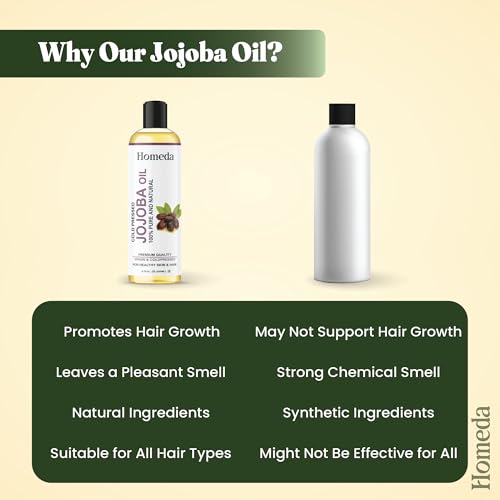 Image of Cold Pressed Jojoba Oil for Hair Growth, Face Glow, Skin (200 ml) 100% Pure, Organic, Virgin & Unrefined