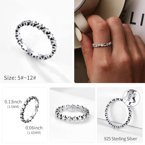ChicSilver 925 Sterling Silver Ring 2mm Retro Evil Eye/Vine Stacking Rings Eternity Wedding Band for Women Size 5-12(with Gift Box)4