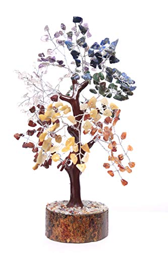 KACHVI Seven Chakra Tree| Healing Crystals Tree | Bonsai Feng Shui Tree|Reiki Crystal Tree| Tree For Energy |Natural Gemstones Tree |Crystal Gifts |Home Office Decor Ornaments| Silver Wire 300 Beads