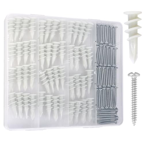 Self Drilling Drywall Anchors - 104Pcs Dry Wall Anchors and Screws Kit for Drywall,52...