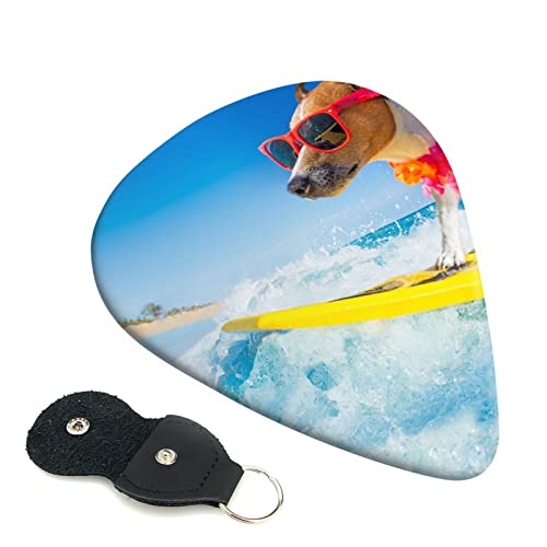 ギターピック 6枚セット 0.46mm 0.71mm 0.96mm エレキギター ベース用ピック ウクレレ ギター ABS素材 エレクトリック アコースティック 弦楽器 初心者 トライアングル ピック( サーフィンしてるジャックテリア )