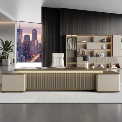 Image of Lakdi The Furniture Co Luxury L-Shape Director Table for CEO Cabin and Premium Executive Office Desk with Walnut Finish - Soft-Edge Design & Integrated Side Storage Unit - LDL-765