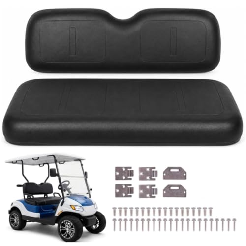 CervidomePro Golf Cart Seat Replacement Cushion for EZGO TXT and Medalist 1994-2013 Front Seat Bottom and Backrest Replacement Cushion Set PU Leather with Hardware Easy Install