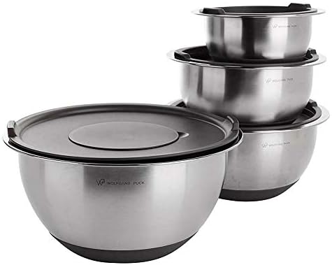 Wolfgang Puck 8-piece Stainless Steel Mixing Bowl Set with Silicone Bases