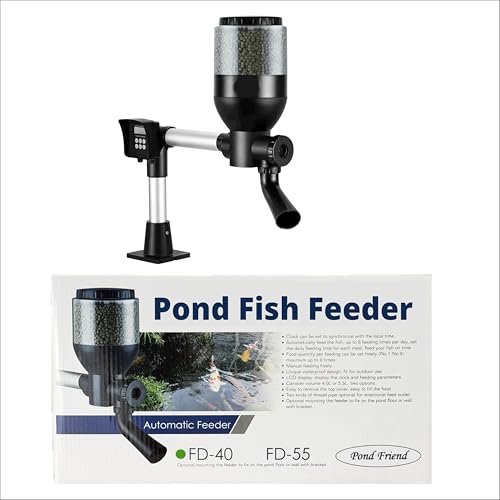 Pond Friend Automatic Fish Feeder Outdoor 4L Holiday & Vacation Koi Feeder Programmable LCD Timer for Precise Daily Feeding Weatherproof Mains Powered with 12V Transformer 3 Pin Plug & 5m Cable