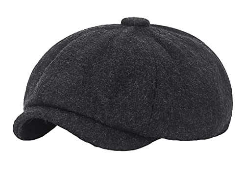 Maxpetus Beret for Middle-Aged and Elderly Men Octagonal Newsboy hat Flat hat Painter's hat (Black)