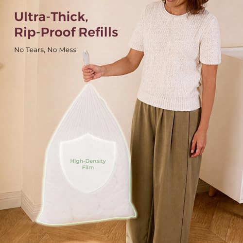 Image of Momcozy 13 Gallon Drawstring Diaper Pail Bags, 45 Count Trash Bag Refills, 3 Rolls x 15 Bags, Compatible with Momcozy Diaper Pail, Ultra-Thick Disposable Diaper Disposal Bags for Nursery
