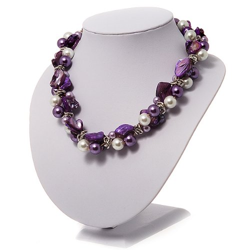 Avalaya - Collana a maglia con perle finte e