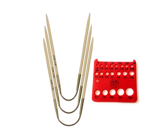 addi CrasyTrio lot de 3 taquets bambou tricot circulaire aiguille 2,75 mm cordon doré