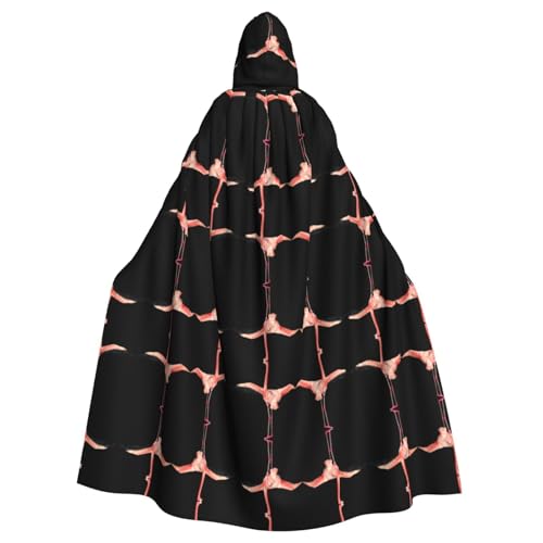 POEZJZW Capa con capucha para adultos con patrón de flamenco, para mujeres y hombres, disfraz de Halloween, disfraz de cosplay, disfraz de fiesta de Navidad
