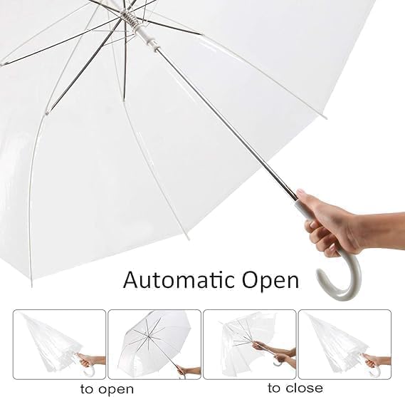 KANVIPRIYA Transparent Umbrella - Compact Windproof Umbrella With J-Shape Handle for Women, Girls & children, Stylish Rain Protection Chatta for Office, Travel & Photoshoot 1