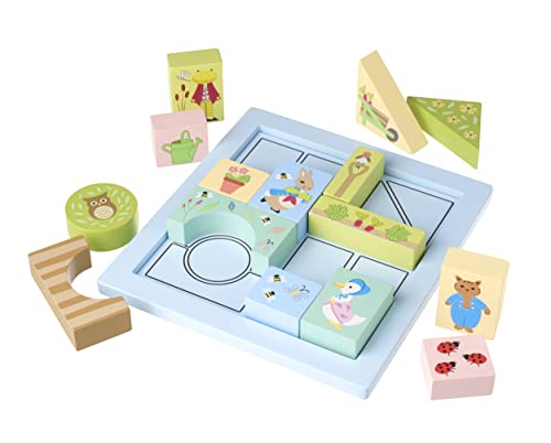 Image of Orange Tree Toys Peter Rabbit Wooden Block Puzzle, Ages 1-5, Includes 10 Wooden Blocks, Animal Theme