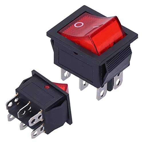 Velaurs On/Off Switch, Red Light Illuminated 6‑Pin 2‑Level Rocker Switch Rocker Switch Power Supply for Lights for Electric Car for Household Appliances