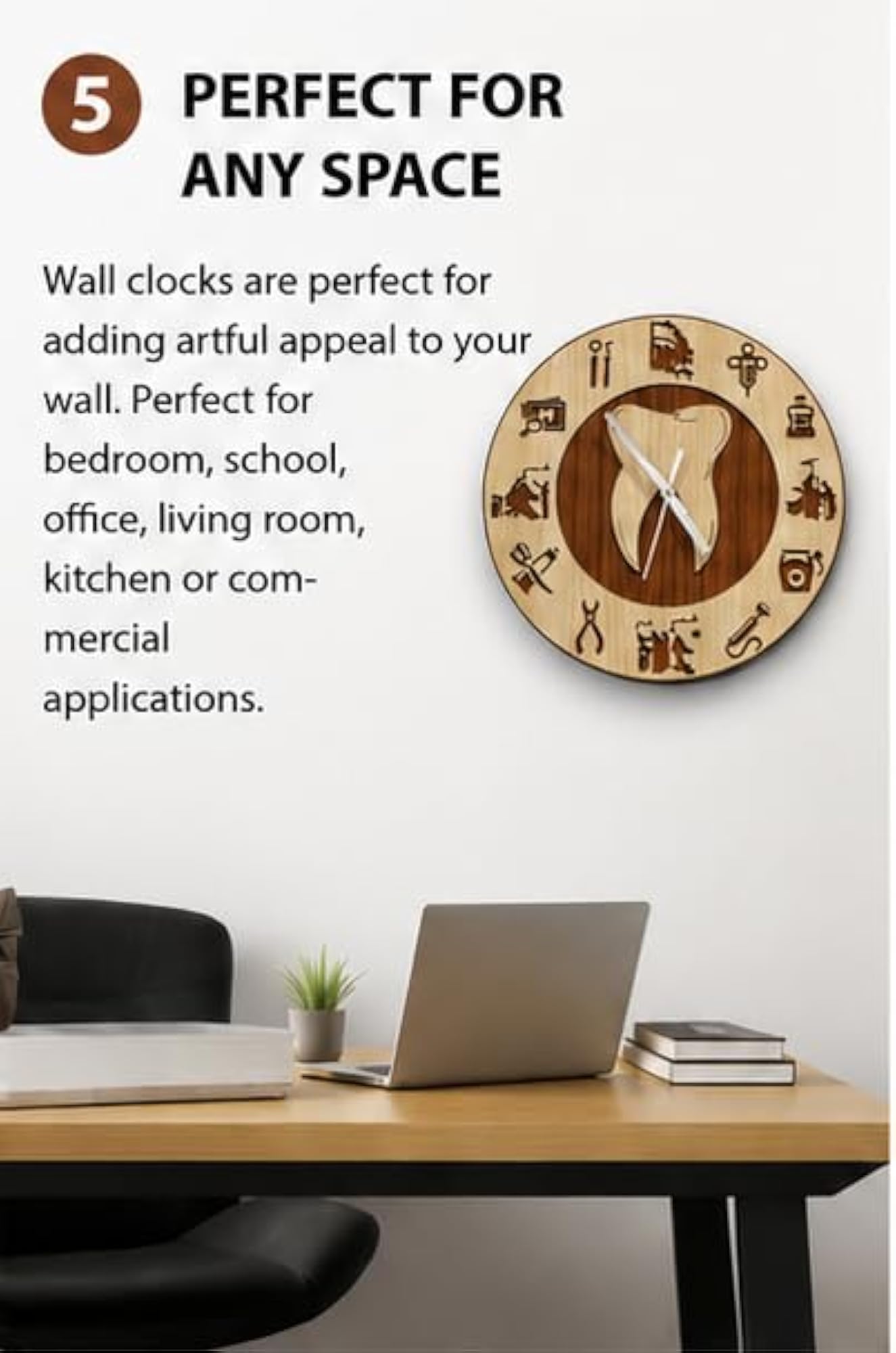Dentist Timepiece - Analog Wood Elegant Wall Clock