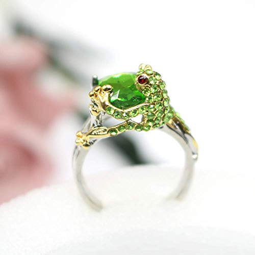 Hsqyj Green Crystal Frog Cocktail Ring Cubic Zirconia Pearl Cute Animal Stacking Rings Jewelry Rhinestone Statement Rings For Women Girl (Green Crystal, 7) #TOP5
