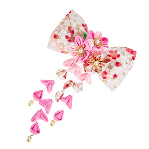 Beatifufu 和風花飾り付きタッセルヘアクリップ 結婚式 卒業式 日常使いにな