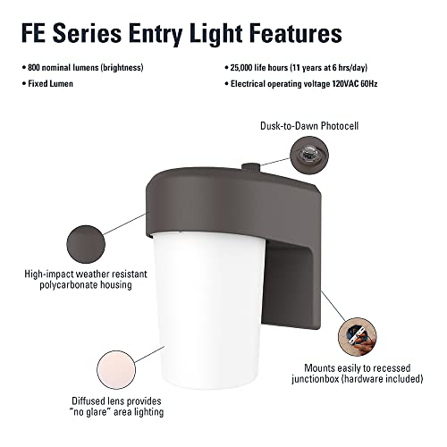 HALO FE 1-Light Bronze LED Outdoor Lantern Sconce with Dusk to Dawn - image 4