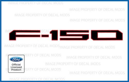 Calcomanías Para Inserto De Puerta Trasera Ford F150 2018 – Letras En Negro Con Contorno Rojo (FBRO), Decal Mods