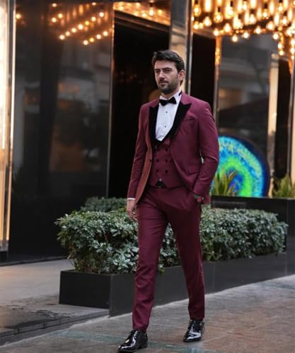 3 Piece Suit for Men Slim Fit Double Breasted Men's Formal Suit Dressy Blazer Pants Vest Set Tuxedo for Wedding Prom Groom3