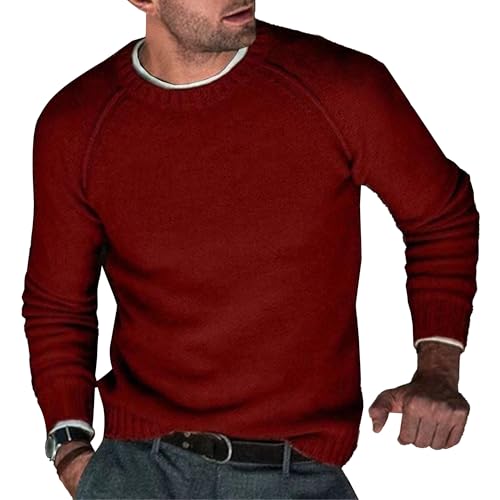 Men's O-Neck Ribbing Sweater Male Knit Pullover Casual Knit Outwear Winter Comfortable Knitted Sweaters Top for Men