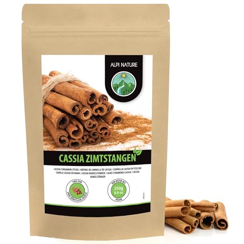 Alpi Nature - Alpi Nature Cannelle Baton Entiers 250g, Écorce de Cassia 60mm, Environ 76 Bâtons par Sachet