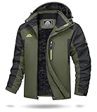 TACVASEN Herren Wasserdicht Winter Skijacke Warme Snowboardjacke Outdoorjacke Gefüttert Winterjacke (L, Armeegrün)
