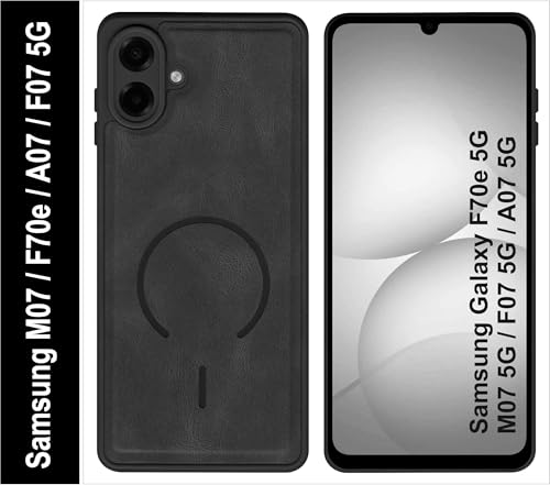 Image of SBMS Back Cover for Samsung M07 /F70e /A07 /F07 5G | Ultra Slim Soft Rubberised Hard Case | Oil Feel Soft Leather Back | Mag-Safe Design (Mag-Safe Not Support) | Camera Protection Case Sam A07 (Black)