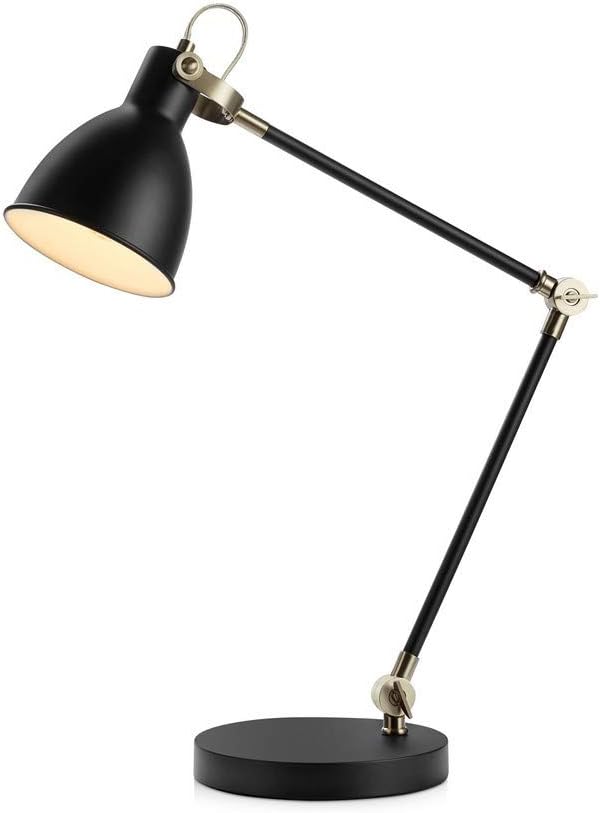 Markslojd House 1 Light Indoor Table Lamp, black, with adjustable arm and shade.