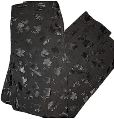 Calvin Klein Womens Black Embossed Slim Fit Floral Pants 10