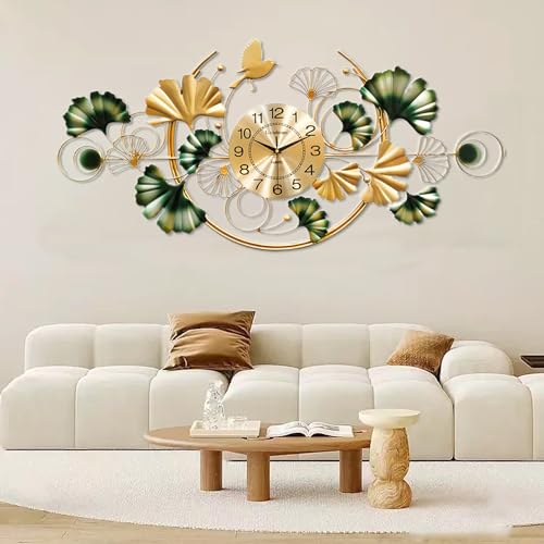JXQXYN 47 Inch Ginkgo Leaf Wall Clock
