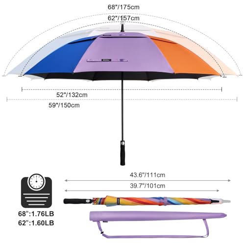 Image of G4Free 47 /54 /62 /68 Inch UV Protection Golf Umbrella Auto Open Vented Double Canopy Oversize Extra Large Windproof Sun Rain Umbrellas