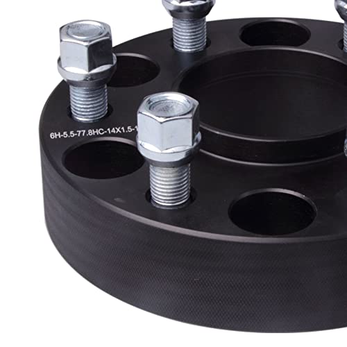 Dcvamous 2Pc Black 6X5.5 Hubcentric Wheel Spacers 1.5 Inch With 14X1.5 Studs Compatible With Chevy Gmc 6 Lug 6X139.7 For 1999-2022 Silverado Sierra 1500 | 1988-2022 Suburban Yukon | 2019-2022 Ram-1500 #TOP7