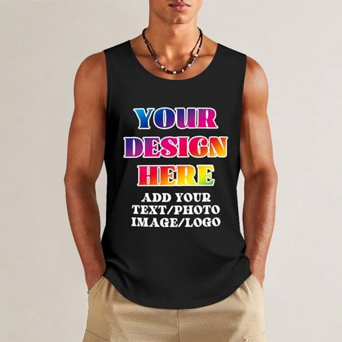Custom Tank Tops Vest Tee Personalized Design Your Own Shirts with Picture Photo Text for Gym Running4