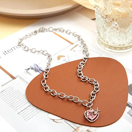 Sweet Cool Pink Diamond Love Pendant Necklace Women's Temperament Heart Adjustable Length Necklace For Women Girls #TOP3
