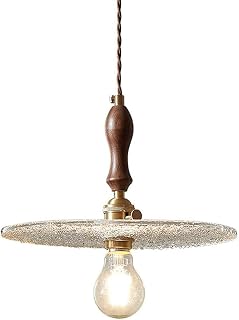 SLFFLS Mid Century Matte Brass Pendant Lamp for Bedroom Fixture, Wooden Hallway Lamp, Chandeliers with Parallel Glass Shade, Ceiling Pendant Light (Size : 20cm)