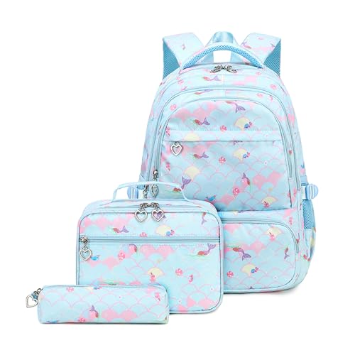 ZHANAO Backpack Set for Girls,School Bags with Lunch Box Pencil Case,Bookbag Set for Teen Girls Elementary Students