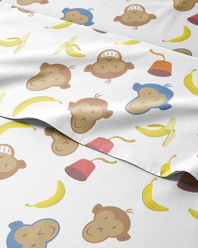 Image of Kids Twin Size Monkeys Bed Sheets - 3 Piece Kids Monkeys Sheet Set