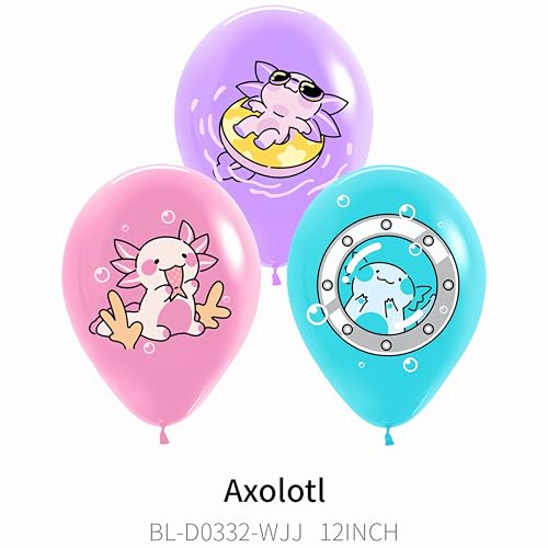 Image of 17Pcs Axolotl Balloons /Cute Axolotl Birthday Party Decorations /Aluminum Foil Axolotl Inflatable Balloon for Summer Beach Party Supplies /Animal Protection Theme Activities /Summer Camps /Beach Picnics