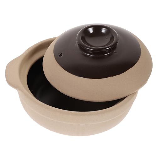 Healifty Cazuela De Barro Sin Esmalte Para Cocina Gas y Fuego Abierto Olla Resistente Al Calor Para Guisos y Sopas Para Uso Doméstico Personal