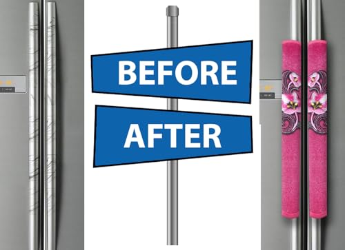 Image of Velvet Multipurpose 11 inchx6 inch 3 Layer Handle Cover for Fridge, Microwave, Oven, Door -Soft & Washable Handle Protector for Single /Double Door Suitable for All Brands-Pink-Pack of 2