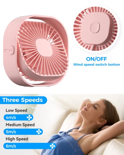 Image of Small USB Desk Fan, 3 Speeds Portable Table Fan, 360Rotatable Personal Min Fan, Small Cooling Fan by USB Plug In, 4 inch Silent Desktop Fan for Home Office Bedroom Dorm Car Indoor Outdoor Summer Gift